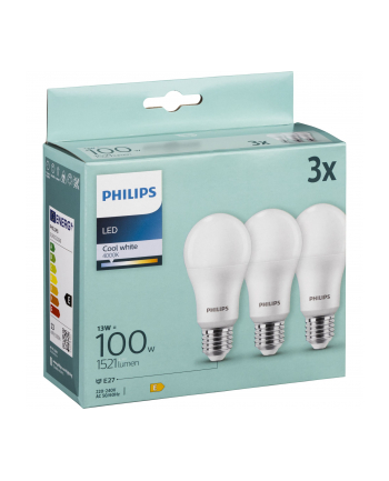 Philips LED Lamp E27 3-Pack 100W 4000K