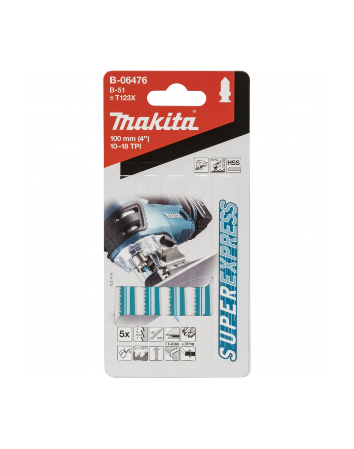 Makita B-06476 Jigsaw Blade B-51 Metal 5pcs główny