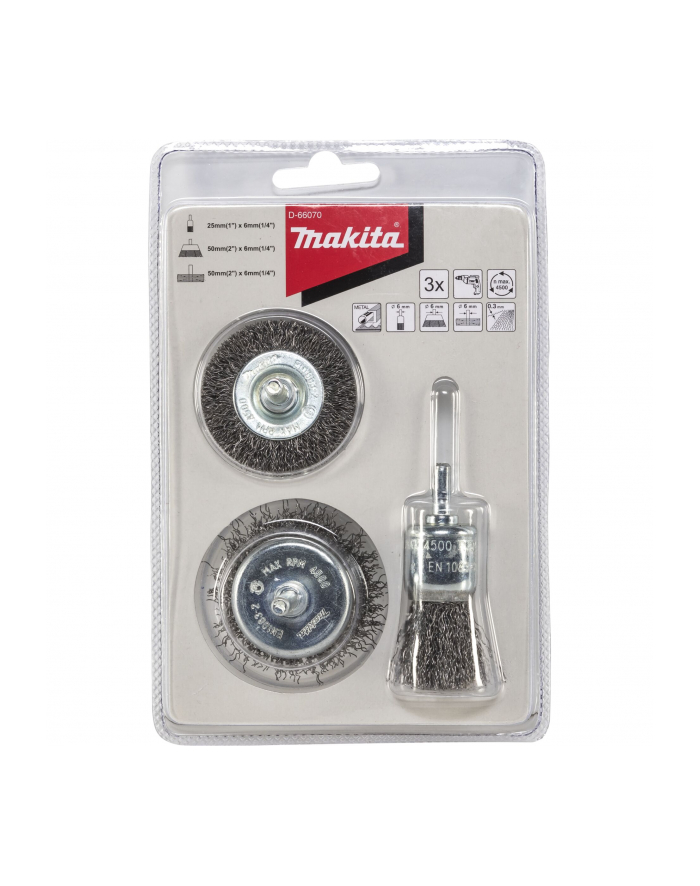 Makita D-66070 3 piece Wire Brush Set Steel główny