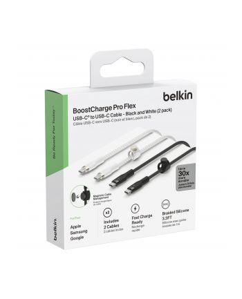 1x2 Belkin PRO Flex Silicone 1m USB-C/USB-C b+w  CAB011bt1MBW2PK