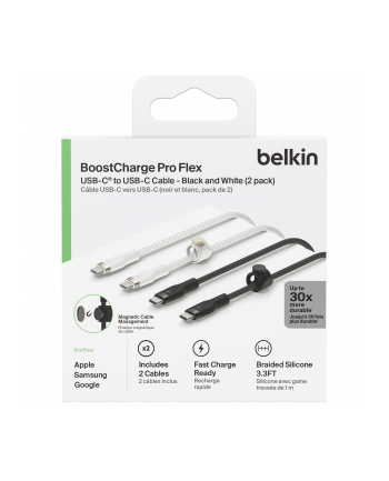 1x2 Belkin PRO Flex Silicone 1m USB-C/USB-C b+w  CAB011bt1MBW2PK