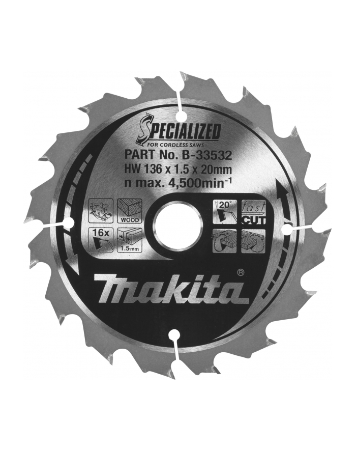 Makita B-33532 SPECIALIZED Saw Blade 136x20x16Z główny