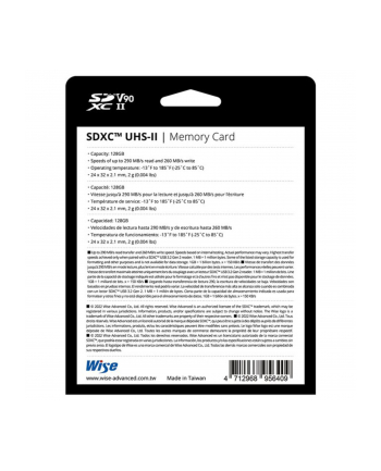 Wise SDXC UHS-II V90       128GB R:290MBs / W:260MBs   WI-SD-N128