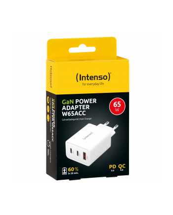 Intenso Power Adapter W65ACC GaN Kolor: BIAŁY 2x USB-C 1x USB-A 65W