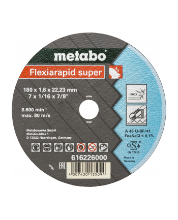 Metabo Flexiarapid super 180x1,6 x22,23 Inox