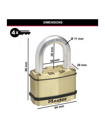 masterlock Master Lock Padlock made from Laminated Steel (64mm)M15B(wersja europejska)RDLF