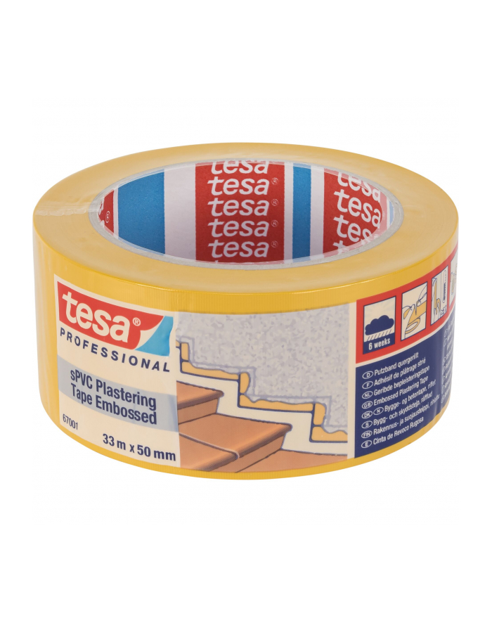 Tesa Plastering Tape, sPVC 33m x 50mm embossed yellow 67001 główny