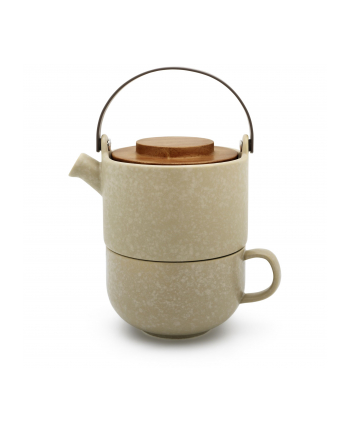 Bredemeijer Tea-for-one Umea beige / Acacia Lid  142024