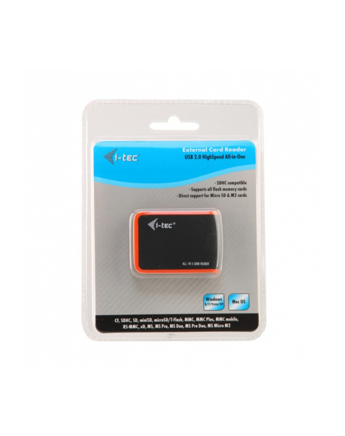 Czytnik kart i-tec USB 2.0 All-in-One Memory Card Reader - BLACK/ORANGE główny