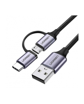 UGREEN USB-A to Micro USB + USB Type-C Cable 1m Black