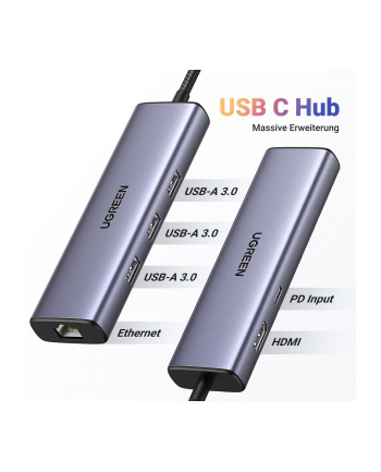 UGREEN Revodok USB-C Hub mit 4K HDMI, Ethernet, PD100W