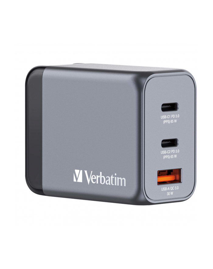 Verbatim GNC-64 GaN Charger 65W 2xUSB-C PD, 1xUSB-A QC 3.0 32201 główny