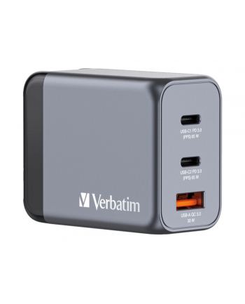 Verbatim GNC-64 GaN Charger 65W 2xUSB-C PD, 1xUSB-A QC 3.0 32201 nr 1
