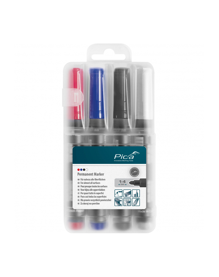 pica-marker Pica permanent Marker 1-4mm assorted with Instant-White główny