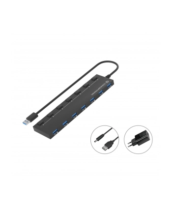 Conceptronic HUBBIES19BP 7-Port USB 3.0-Hub with Power Adapter