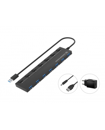 Conceptronic HUBBIES19BP  7-Port USB 3.0-Hub with Power Adapter