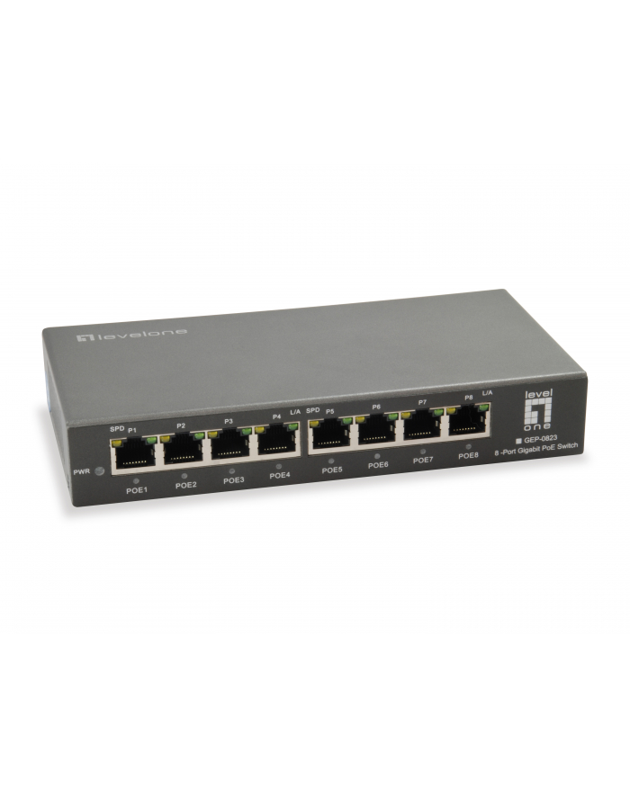 level one LevelOne GEP-0823 8-Port-Gigabit-PoE-Switch główny