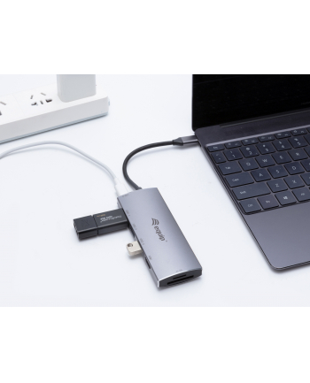 Equip Stacja/replikator Dock USB-C HDMI,3xUSB3.0,SD,TF,60WPD4k30Hz 0.15m si (133482)