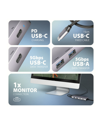axagon HMC-5H60 2xUSB-A HDMI4K 1x USB-C PD100W USB-C