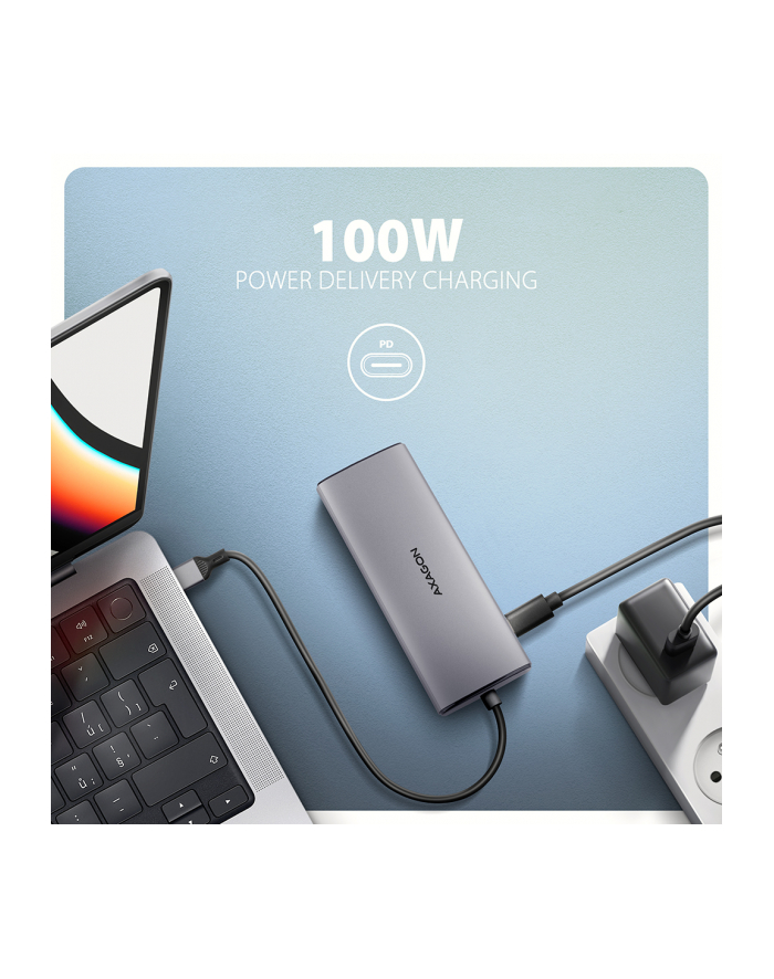 axagon Hub HMC-6G2L 2xUSB-A HDMI4K 1x USB-C PD100W USB-C LAN główny