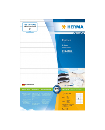 Herma Etykiety Premium 4459 A4 białe 70 x 16,9mm papier matowy 5100szt. 4459 nr 2