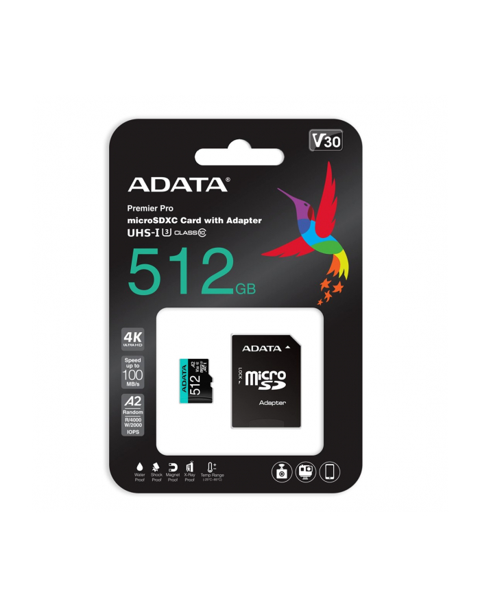 MEMORY MICRO SDXC 512GB W/AD/AUSDX512GUI3V30SA2-RA1 ADATA główny