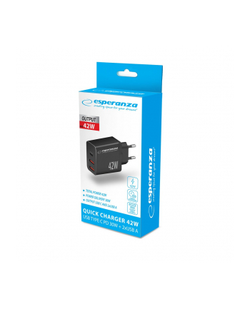 ESPERANZA ŁADOWARKA SIECIOWA 42W USB-C PD 30W / 2X USB-A 12W EZC106K