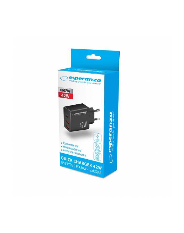 ESPERANZA ŁADOWARKA SIECIOWA 42W USB-C PD 30W / 2X USB-A 12W EZC106K główny