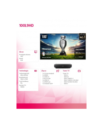 hisense Telewizor Laser TV 100 cali 100L9HD