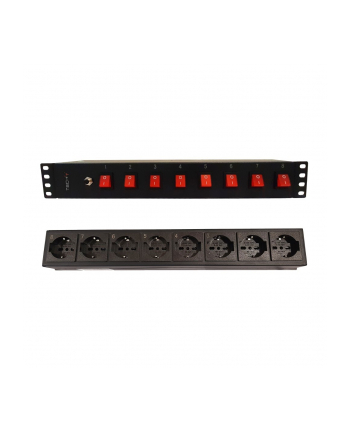 techly Listwa Rack 19 15U, 8x gniazdo UNEL tył, 8x wyłącznik przód