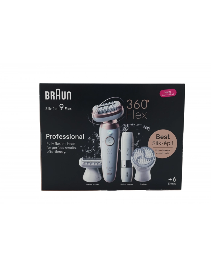 Braun Silk-épil 9 Flex 9-360 3D Głowica: 40 pęset | Liczba prędkości:| Rodzaj zasilania: Akumulatorowe | Dodatkowe funkcje:| Kolor: główny