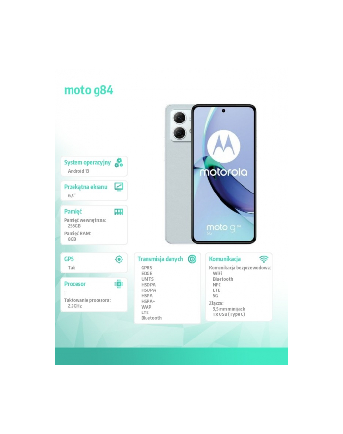 motorola Smartfon moto g84 8/256 Ballad Blue główny