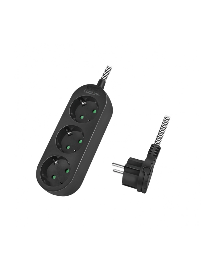 LogiLink 3 gniazda 1.5m Listwa zasilająca 3 gniazda CEE 7/3 1.5m tekstylny oplot główny