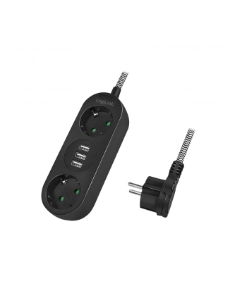 LogiLink 2 gniazda 1.5m Listwa zasilająca 2 gniazda CEE 7/3, 3x USB, 1.5m tekstylny oplot