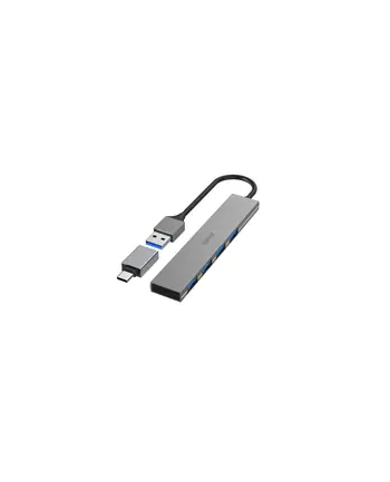 Hama Hub Premium Ultra Slim USB 3.2 + Adapter USB-C 4xUSB-A 5 Gbit/s (200141) nr 2