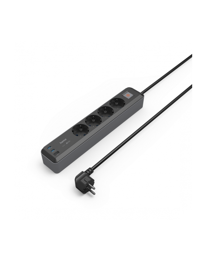 Hama 4 gniazda SCHUKO, 1,4M, 2 USB-C, 1 USB-A, Power Delivery, 65W Listwa zasilająca | HAMA | 4 gniazda | SCHUKO | 1,4m | Power Delivery | czarna główny