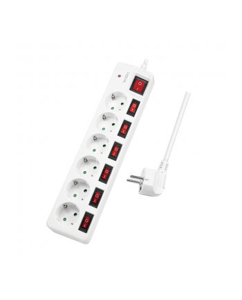 LogiLink 6 gniazd 1.5m biała Listwa zasilająca 6 gniazd CEE 7/3 1.5m biała