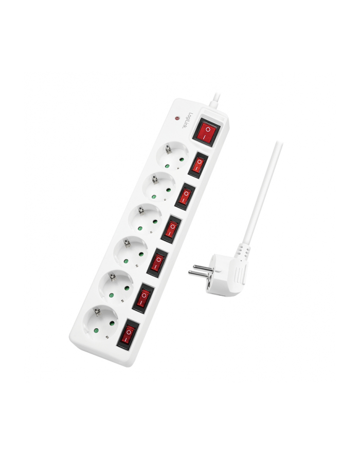 LogiLink 6 gniazd 1.5m biała Listwa zasilająca 6 gniazd CEE 7/3 1.5m biała główny
