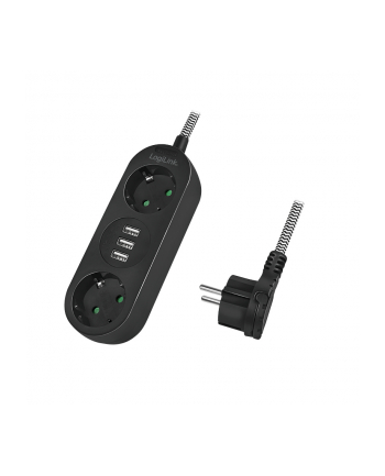 LogiLink 2 gniazda 1.5m Listwa zasilająca 2 gniazda CEE 7/3, 3x USB, 1.5m tekstylny oplot