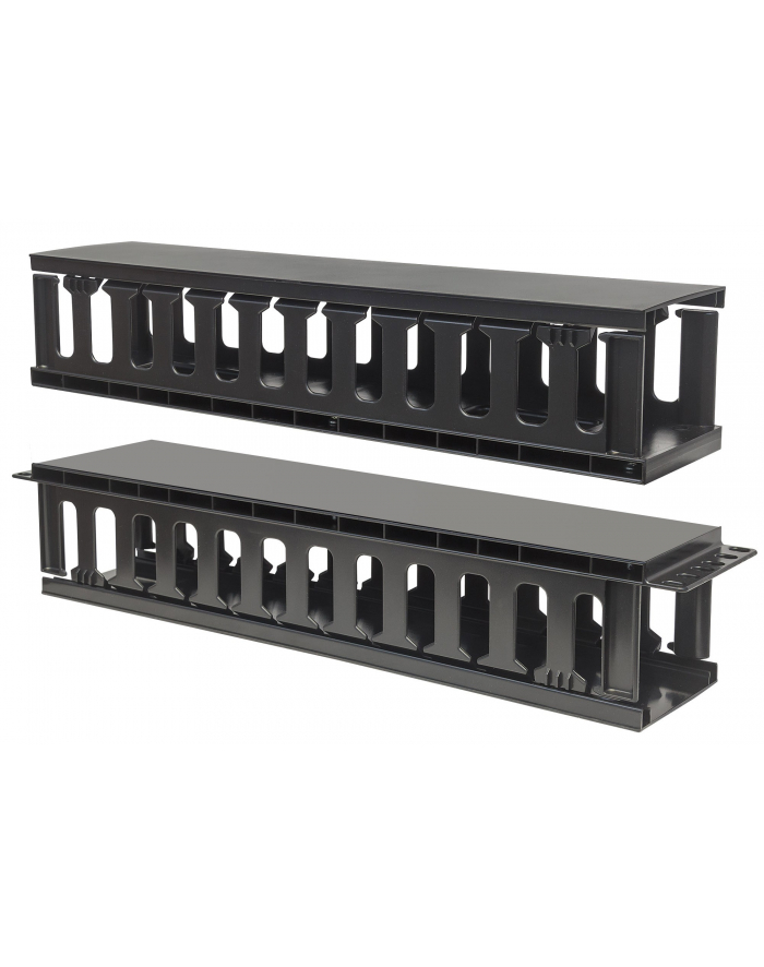 Techly Organizer kabli 2U do szaf rack 19 z pokrywą, czarny (ICASECABLEFR2) główny