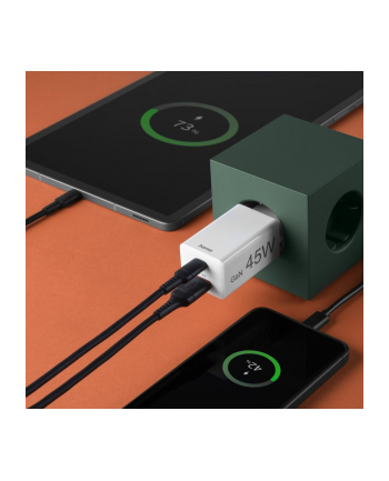 Hama ładowarka sieciowa mini GaN 45W PD/QC 1x USB-C, 1x USB-A biała ładowarka sieciowa | USB-C/USB-A | Power Delivery/Quick Charge | 45W | biała nr 2