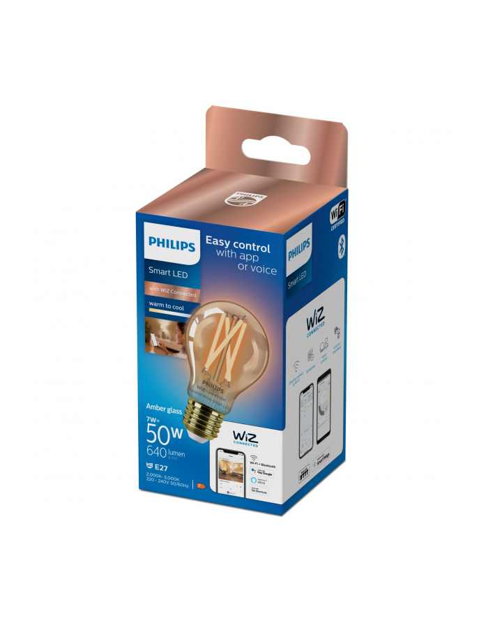 Philips Smart LED Żarówka filament bursztynowa E27 A60 7 W (50 W) E27, zimna - ciepła biel (929003017421) główny