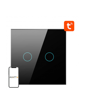 Avatto Włącznik Światła Zigbee Podwójny Tuya Czarny ZTS02EUB2 nr 1