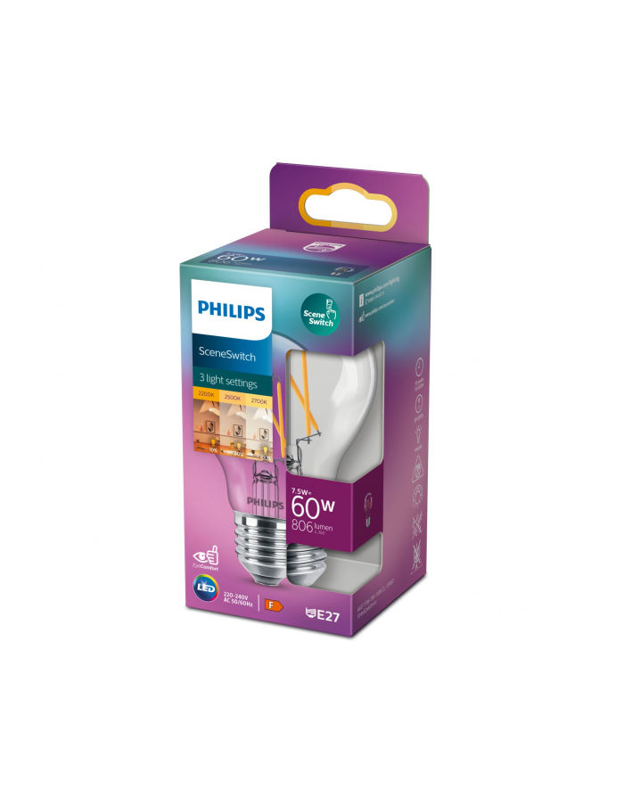 Philips Żarówka Światła Led Classic Ssw 60W A60 Ww Cl Nd 1Srt E27 (929001888655) główny