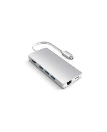 Satechi Multiport Ethernet V2 Hub Ucb-C / Ethernet/3Xusb 3.0/Hdmi/Usb-C (Pd)/Sd/Microsd Silver (STTCMA2S)