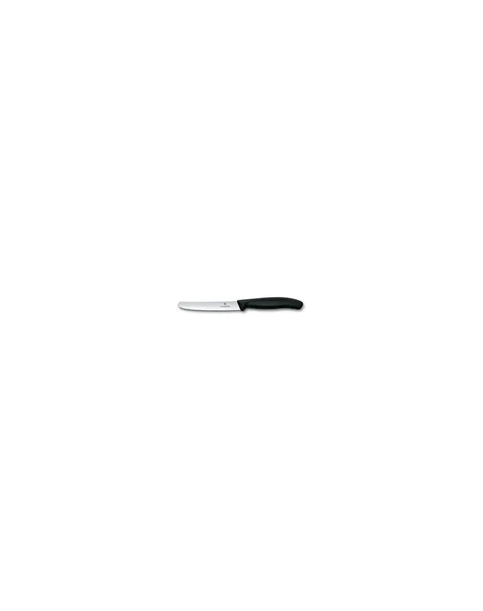 Victorinox Swiss Classic do pomidorów 11 cm czarny Długość ostrza: 11cm | Ostrze: ząbkowane, zaokrąglony czubek | Kolor: czarny główny