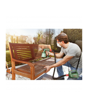 Bosch PFS 2000 Przeznaczenie: drewno i ściany | Moc [W]: 440 | Pojemność [ml]: 800 | Wyposażenie: dysza do lakierów i lazur, farb ściernych, szczotka