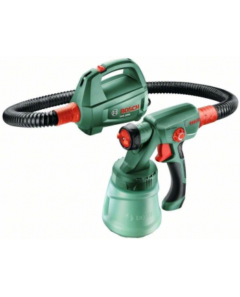 Bosch PFS 2000 Przeznaczenie: drewno i ściany | Moc [W]: 440 | Pojemność [ml]: 800 | Wyposażenie: dysza do lakierów i lazur, farb ściernych, szczotka