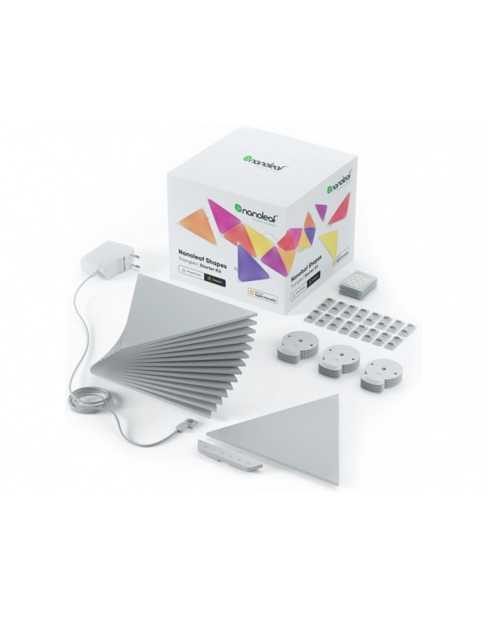 Nanoleaf Shapes Triangles Starter Kit 15 trójkąty 15 szt. nowszy model z łącznikami(kontroler w zestawie + moduł rythm) główny