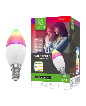 WOOX R9075 Inteligentna smart żarówka WiFi LED RGB CCT 5W E14 WOOX R9075 Inteligentna smart żarówka WiFi LED RGB CCT 5W E14